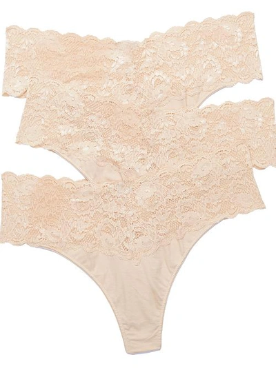 Cosabella Plus Size Never Say Never Lovely Thong Size 3-pack In Blush