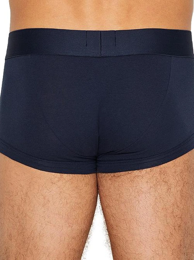 Emporio Armani Stretch Cotton Trunk In Navy