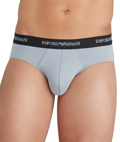 Emporio Armani Stretch Cotton Brief 2-pack In Grey,black