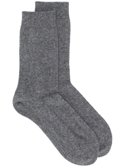 Falke No 1 Cashmere Mid-calf Socks In Grey Melange