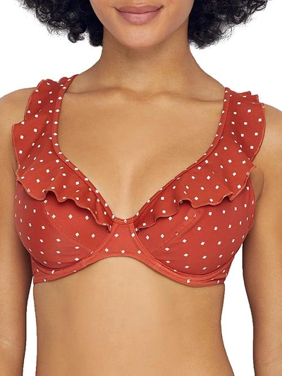 Freya Jewel Cove Ruffled Bikini Top In Amber