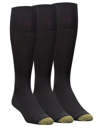 Gold Toe Men's Metropolitan Big & Tall Dress Socks 3-pack In Black