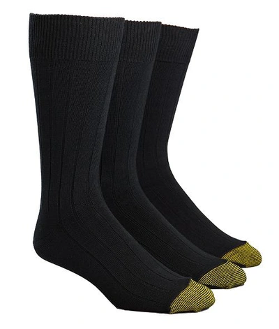 Gold Toe Hampton Crew Dress Socks 3-pack In Black