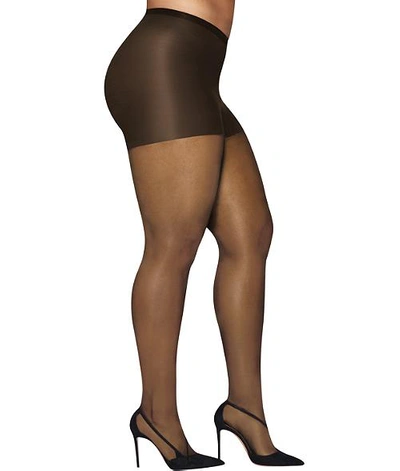 Hanes Plus Size Curves Silky Sheer Control Top Pantyhose In Gentle Brown