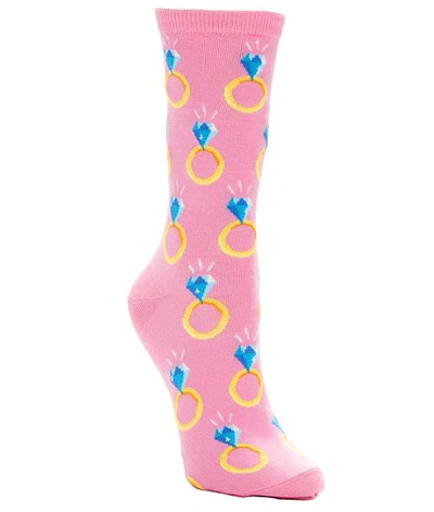 Hot Sox Engagement Ring Crew Socks In Pink
