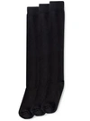 Hue Flat Knit Knee High Socks 3-pack In Black