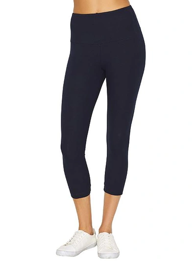 Lyssé Medium Control Flattering Cropped Cotton Leggings In Midnight