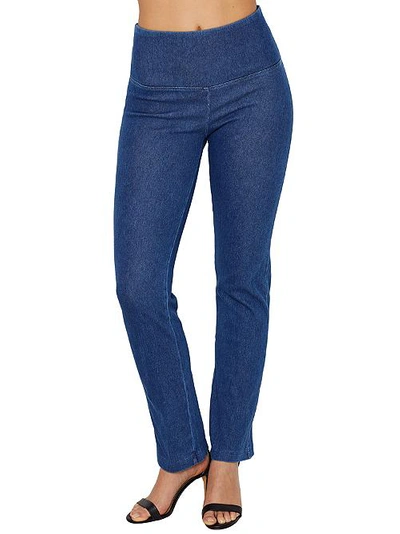 Lyssé Medium Control Straight Leg Denim Pants In Mid Wash