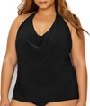 Magicsuit Plus Size Solid Sophie Underwire Tankini Top In Black