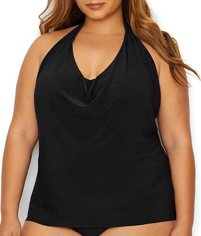 Magicsuit Plus Size Solid Sophie Underwire Tankini Top In Black