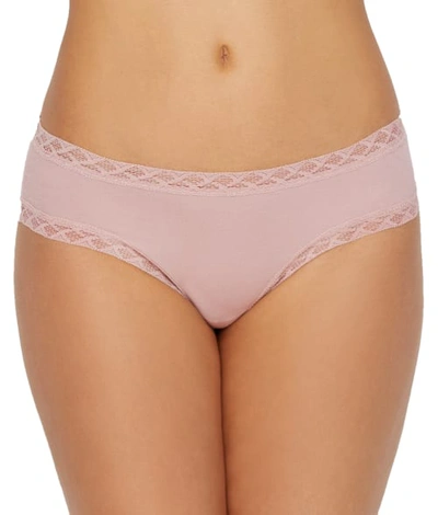 Natori Bliss Lace-trim Cotton French-cut Brief Underwear 152058 In Rose Beige