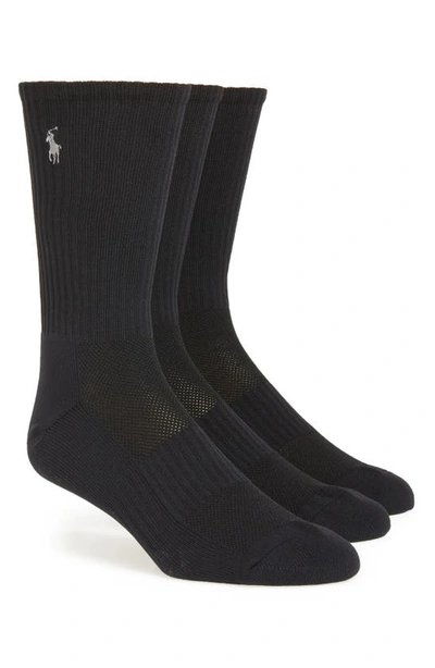 Polo Ralph Lauren Tech Athletic Crew Socks 3-pack In Black