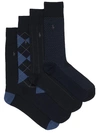 Polo Ralph Lauren Assorted Dress Socks 4-pack In Navy