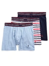 Polo Ralph Lauren Classic Fit Cotton Boxer Brief 3-pack In Navy,stripe,blue