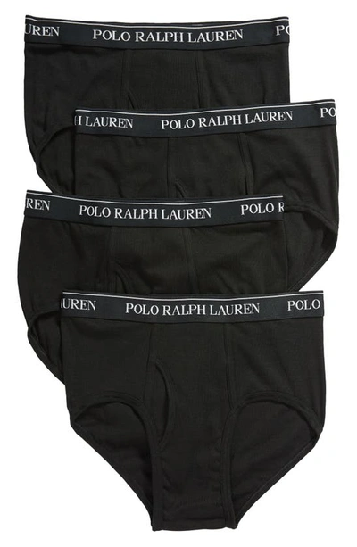 Polo Ralph Lauren Classic Fit Mid-rise Cotton Brief 4-pack In Black