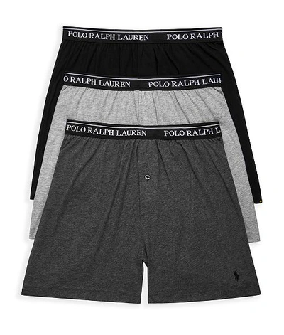 Polo Ralph Lauren Classic Fit  Cotton Boxers 3-pack In Black,grey Combo