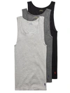 Polo Ralph Lauren Classic Fit Cotton Tanks 3-pack In Grey Assorted