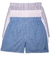 Polo Ralph Lauren Classic Fit Woven Cotton Boxers 3-pack In White,blue Combo