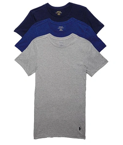 Polo Ralph Lauren Slim Fit Cotton T-shirt 3-pack In Navy,blue,grey