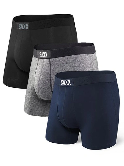 Saxx Vibe Boxer Brief 3-pack In Black,grey,navy