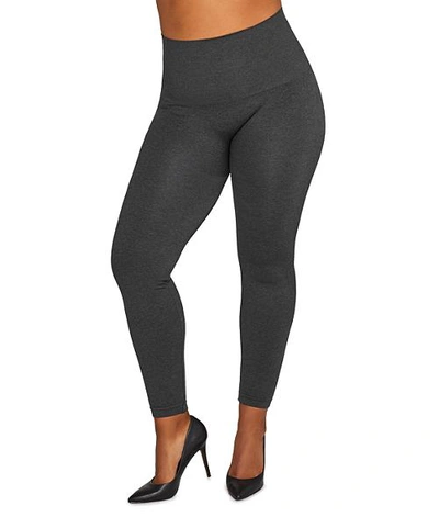 Spanx Plus Size Look At Me Now Seamless Leggings In Heather Charcoal