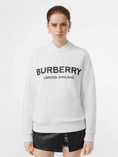 Burberry Fairhall Logo Print Sweatshirt In White