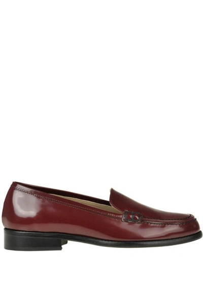 Semicouture Brushed Leather Loafers In Bordeaux