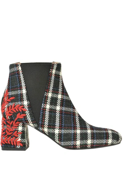 Pollini Tartan Fabric Ankle Boots In Multi
