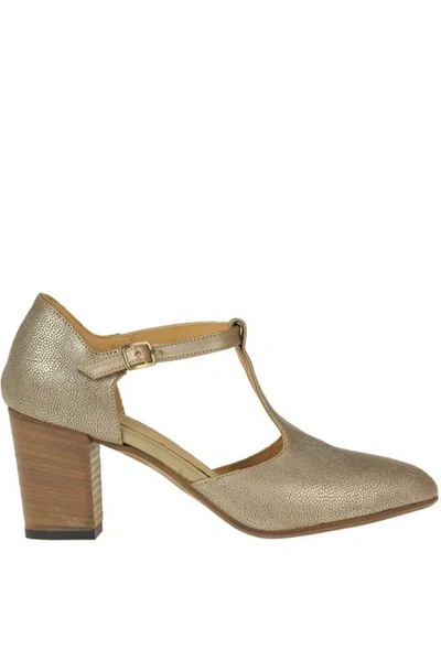 Pantanetti Tango Style Textured Leather Pumps In Gold