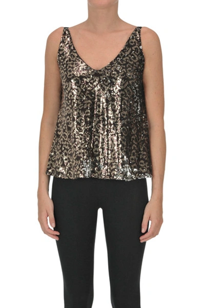 Kaos Sequined Top In Brown