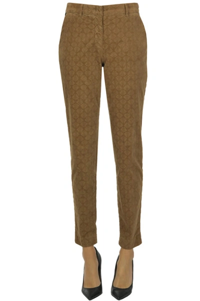 Mason's Printed Velvet Trousers In Light Brown