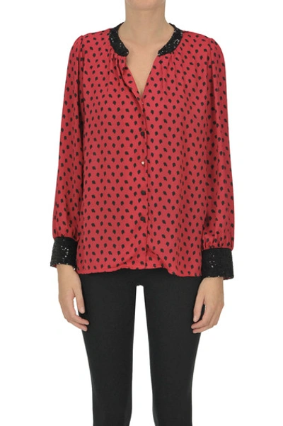 Motel Printed Satin Blouse In Red