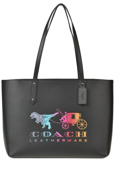 Coach Leather Tote Bag In Black