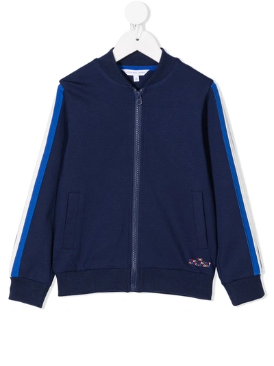 Marc Jacobs Kids' Striped Zip-up Sweatshirt In Blue