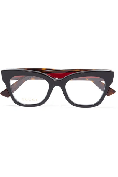 Gucci Cat-eye Embellished Acetate Optical Glasses In Black