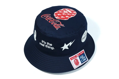 Pre-owned Bape  X Coca Cola Bucket Hat Navy
