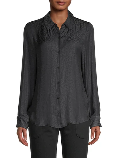 David Lerner Women's Portman Tonal Leopard-print Shirt In Black