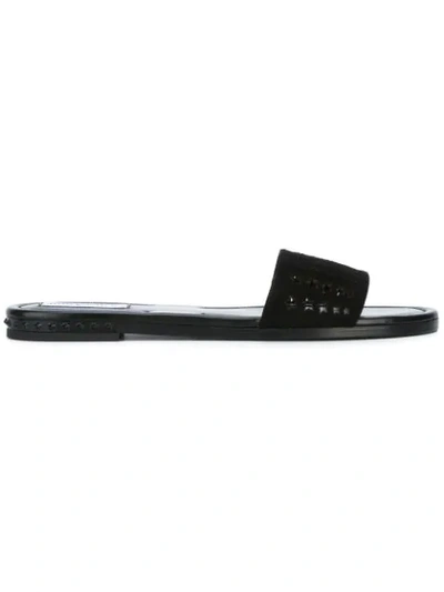 Jimmy Choo Dree Perforated Suede Slides In Black