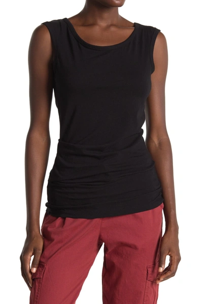 James Perse Tucked Ballet Top In Black