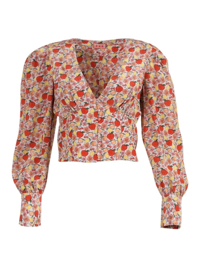 Lhd Coco Long-sleeve Silk Blouse In Multicolor