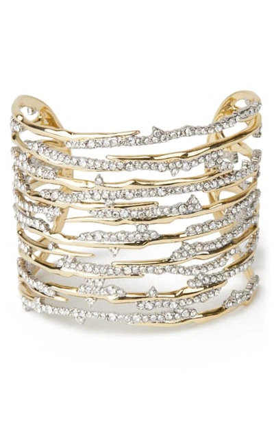 Alexis Bittar 10k Yellow Gold & Crystal Pavé Spiked Cuff Bracelet
