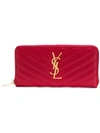 Saint Laurent Monogram Zip-around Wallet In Red