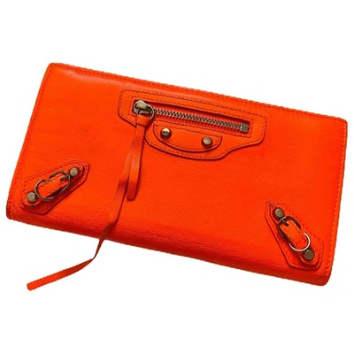 Pre-owned Balenciaga Orange Leather Wallet
