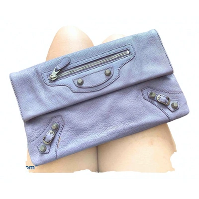 Pre-owned Balenciaga Envelop Leather Clutch Bag In Purple