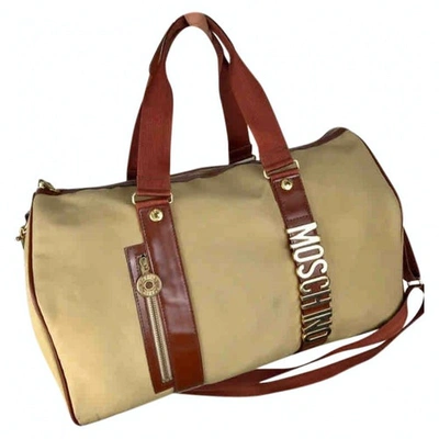 Pre-owned Moschino Cloth Travel Bag In Brown