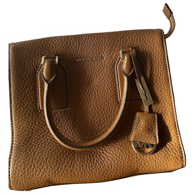 Pre-owned Michael Kors Mercer Leather Handbag In Camel