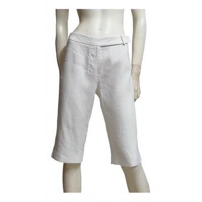 Pre-owned Max Mara White Linen Trousers