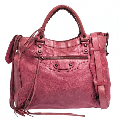 Pre-owned Balenciaga Vélo Pink Leather Handbag