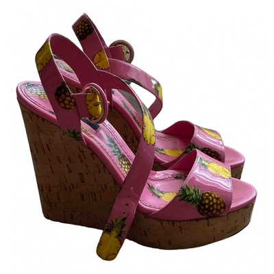 Pre-owned Dolce & Gabbana Patent Leather Sandals In Multicolour
