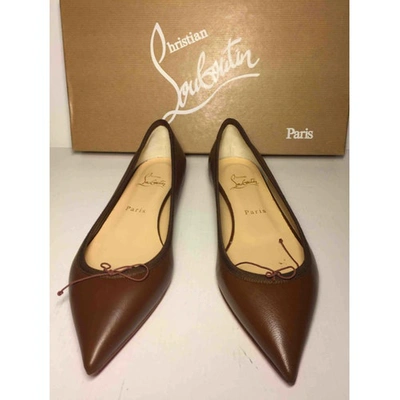 Pre-owned Christian Louboutin Brown Leather Ballet Flats
